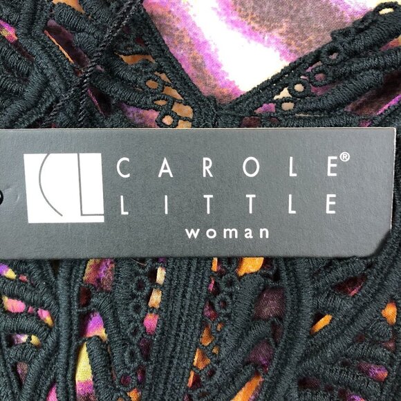 Carole Little Animal Print Sheer Top With Embroidered Neck Size 1X NEW - Picture 5 of 5